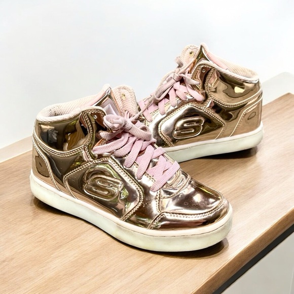 Skechers Other - Girls Rosegold metallic sketchers light up shoes